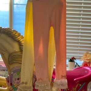 Pair of girls lace and bling embellished pants/leggings size 6/7